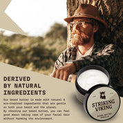 Beard butter with vanilla scent for intense moisturization and non-greasy grooming.