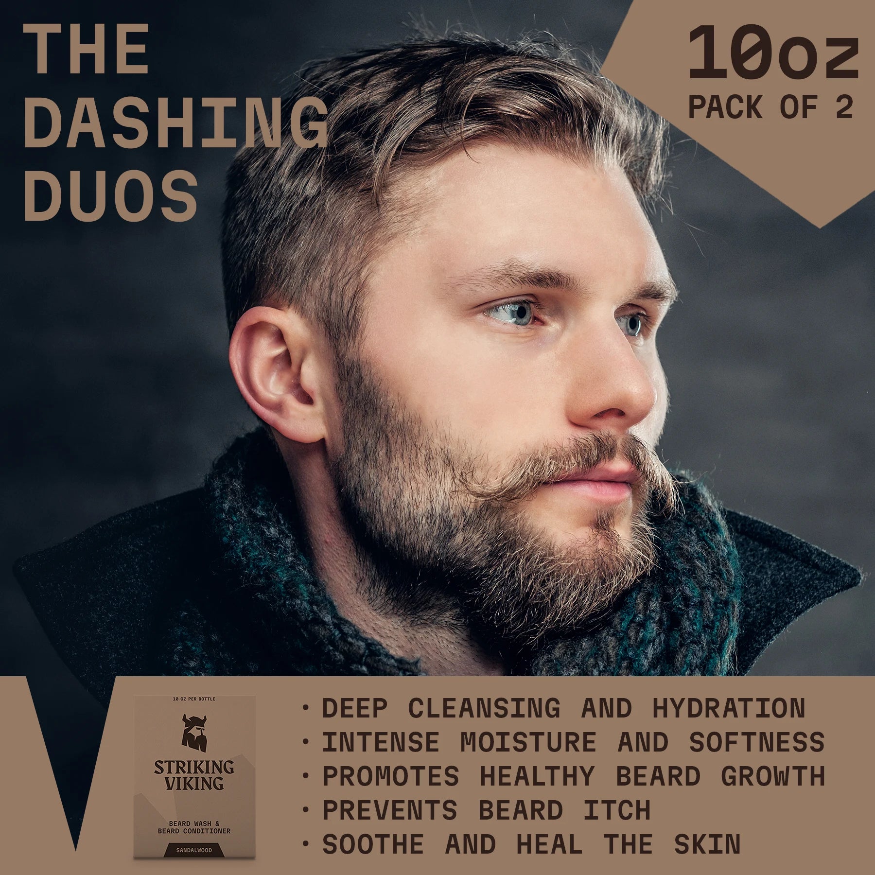 Striking Viking Beard Wash & Conditioner Set (Sandalwood) benefits