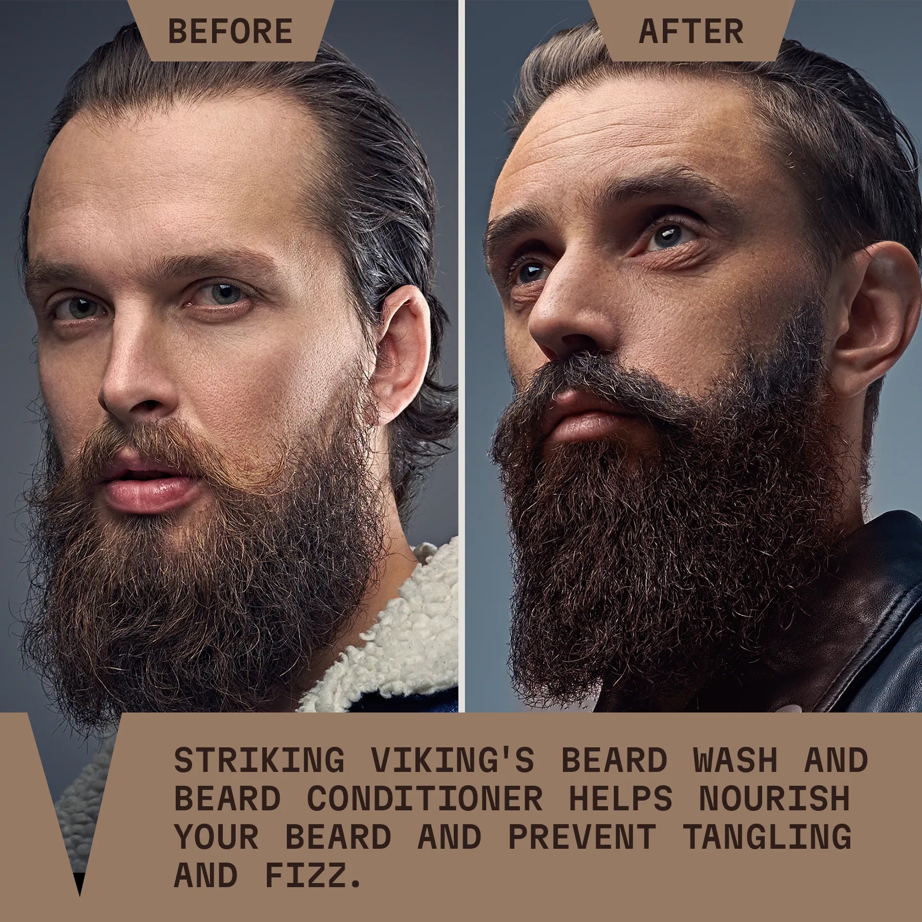 before and after using Striking Viking Beard Wash & Conditioner Set (Sandalwood)
