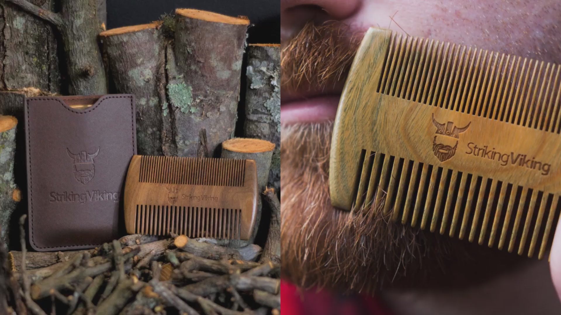 Striking Viking Sandalwood Wooden Beard Comb – Brown