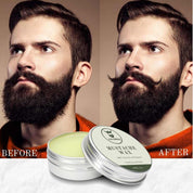 Mustache Wax and Comb kit with vanilla scented wax and mini comb for styling and conditioning facial hair.