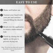 Beard filler pen with 4-tip applicator for natural beard contouring and blending.