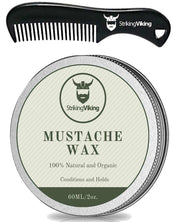 Mustache Wax and Comb Kit with Vanilla Scented Wax, Anti-Static Mini Comb, 2oz Tin.