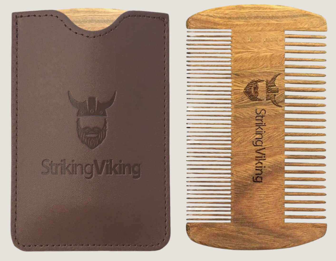 striking viking wooden beard comb