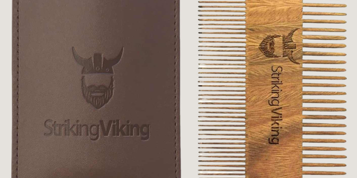 striking viking wooden beard comb