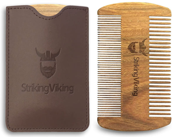 striking viking wooden beard comb